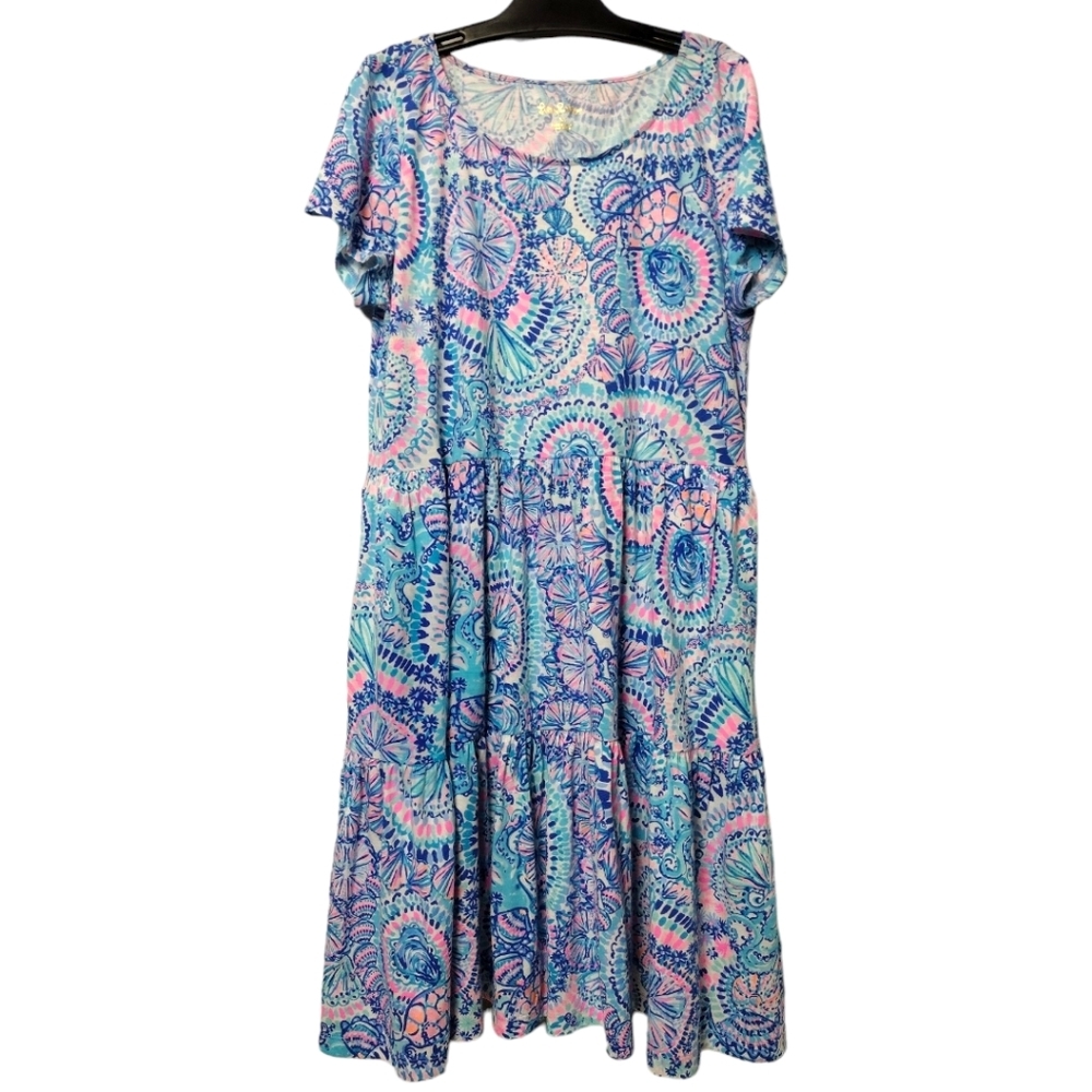 Lilly Pulitzer Geanna Swing Dress In Blue Grotto Commotion In The Ocean
